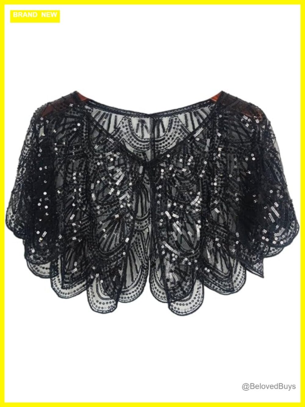 Sequin Beaded Shawl Wrap 1920s Flapper Evening Dress